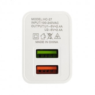 Зарядний пристрій iEnergy HC-27, 2xUSB, 2,4A + Cable Type-C. . фото 4