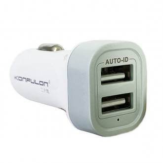 Автомобільний Зарядний Пристрій Konfulon C17 Dual USB, 2A, Gray. . фото 3