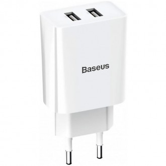 Зарядний пристрій Baseus 2 USB 10.5W, 2A, CCFS-R02, White. . фото 4