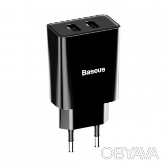 Зарядний пристрій Baseus 2 USB 10.5W, 2A, CCFS-R02, White. . фото 1