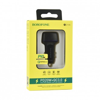 Автомобільний Зарядний Пристрій Borofone BZ14A PD20W+QC3.0 2.4A White. . фото 4