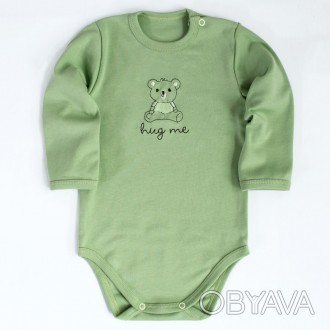Боді для новонароджених немовлят на довгий рукав зеленого фісташкового кольору з. . фото 1