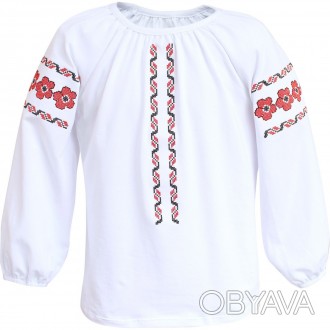 Трикотажна вишиванка для дівчинки білого кольору від Українського виробника фірм. . фото 1