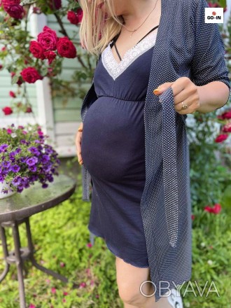 Набор женский летний трикотажный для беременных и кормящих мам халат и сорочка к. . фото 1