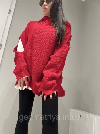 
Червоний в'язаний светр Balenciaga 
Заміри:
ОГ 57 см
Довжина 80 см
Рукав від го. . фото 4