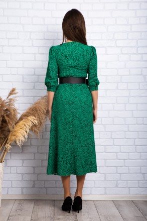 
Стильное платье производство Турция. Крой приталенный, длина миди, юбка расклеш. . фото 5