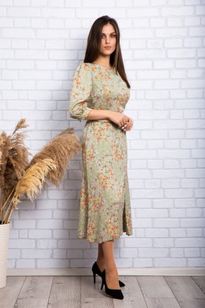 
Стильное платье производство Турция. Крой приталенный, длина миди, юбка расклеш. . фото 3