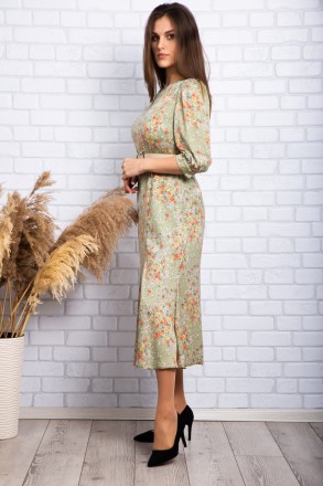 
Стильное платье производство Турция. Крой приталенный, длина миди, юбка расклеш. . фото 4
