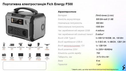 Портативна електростанція FICH F500 - це чудовий варіант резервного живлення.

. . фото 7