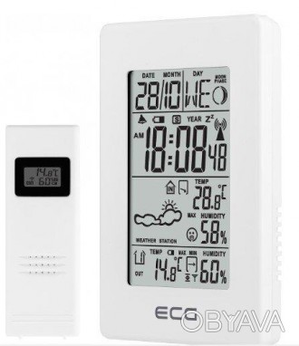Метеостанция домашняя электронная ECG MS 100 White с часами белого цвета 
 
 
Ха. . фото 1