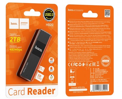 Описание Кардридера 2 в 1 HOCO HB20, черного
Удобный и стильный адаптер HOCO HB2. . фото 6