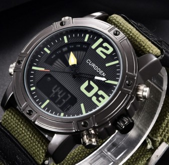 
Прочные мужские наручные часы армейские хаки на тканевом ремешке, военный часы . . фото 7