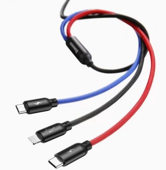 Описание Кабеля 3 в 1 Baseus Three Primary Colors CAMLT-BSY01 Micro USB, Lightni. . фото 4