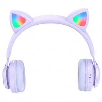 Описание Наушников беспроводных Bluetooth HOCO Cat ear kids W39, розовых
Наушник. . фото 3