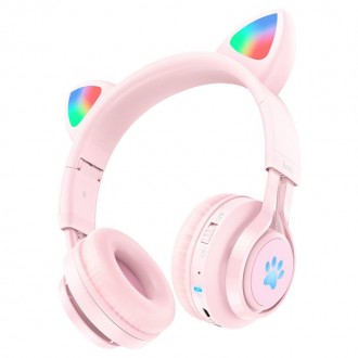 Описание Наушников беспроводных Bluetooth HOCO Cat ear kids W39, розовых
Наушник. . фото 2