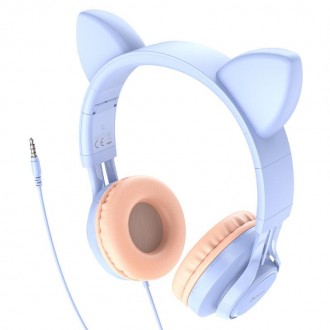 Описание Наушников проводных HOCO Cat ear W36 с микрофоном, голубых
Проводные на. . фото 3