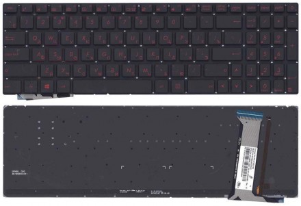 Клавіатура для ноутбука Asus (G771, N551) з підсвічуванням (Light), Black, (No F. . фото 4