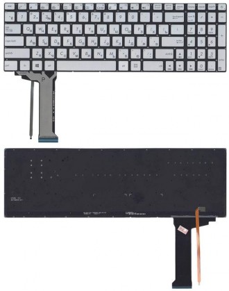 Клавіатура для ноутбука Asus (N551) з підсвічуванням (Light), Gray, (No Frame) U. . фото 4