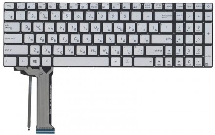 Клавіатура для ноутбука Asus (N551) з підсвічуванням (Light), Gray, (No Frame) U. . фото 2