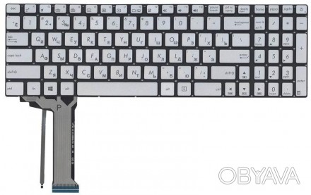 Клавіатура для ноутбука Asus (N551) з підсвічуванням (Light), Gray, (No Frame) U. . фото 1