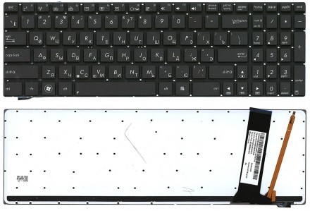 Клавіатура для ноутбука Asus (N56, N56V) з підсвічуванням (Light), Black, (No Fr. . фото 4