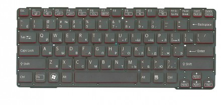Клавіатура для ноутбука Sony (SVE14A) Black, (No Frame) RU Чорна з червоними бок. . фото 2