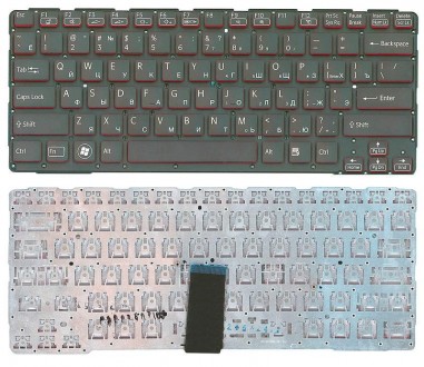 Клавіатура для ноутбука Sony (SVE14A) Black, (No Frame) RU Чорна з червоними бок. . фото 4