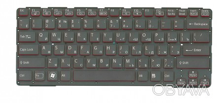 Клавіатура для ноутбука Sony (SVE14A) Black, (No Frame) RU Чорна з червоними бок. . фото 1