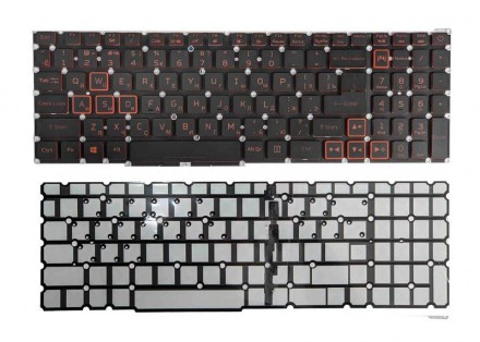Клавіатура для ноутбука Acer Nitro 5 AN515-54 з підсвічуванням (Light Red), Blac. . фото 3