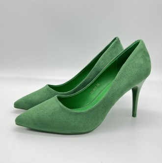 Женские туфли лодочки, цвет зеленый, каблук 7 см.
Размерная сетка: 
	
	
	Размер
. . фото 5