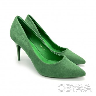 Женские туфли лодочки зеленые. 38 (24см)