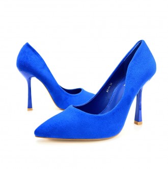 Женские туфли лодочки синий велюр, каблук 10 см.
Размерная сетка: 
	
	
	Размер
 . . фото 3