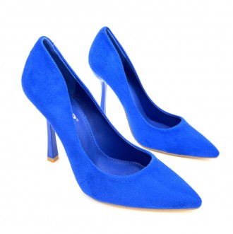 Женские туфли лодочки синий велюр, каблук 10 см.
Размерная сетка: 
	
	
	Размер
 . . фото 5