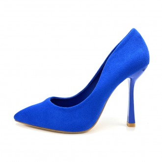 Женские туфли лодочки синий велюр, каблук 10 см.
Размерная сетка: 
	
	
	Размер
 . . фото 2