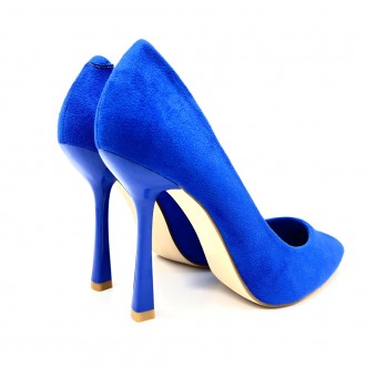 Женские туфли лодочки синий велюр, каблук 10 см.
Размерная сетка: 
	
	
	Размер
 . . фото 4