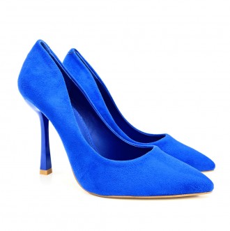 Женские туфли лодочки синий велюр, каблук 10 см.
Размерная сетка: 
	
	
	Размер
 . . фото 6