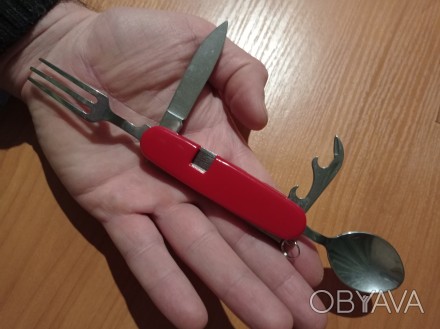 Новий туристичний мультитул - ложка, виделка, ніж, відкривачка.
Гарної якості, . . фото 1