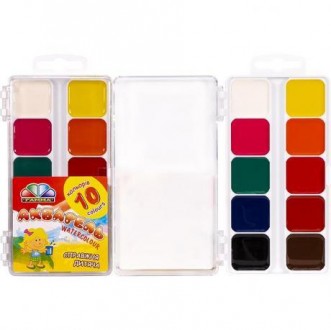 Акварель 10 кольорів, медова, в пластиковій упаковці. Широко використовуються дл. . фото 2