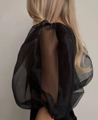  Сукня
Розмір: 42-44, 46-48
Тканина: костюмка, рукав органза
Кольори: чорний. . фото 3