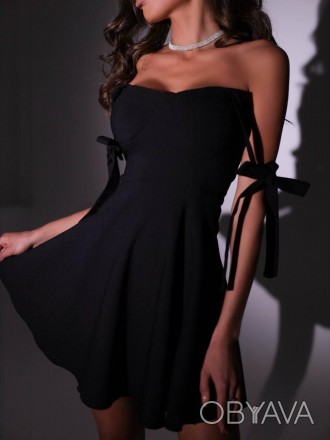 Сукня 
Тканина: креп-дайвіг + атласна стрічка 
Розміри: 42-44, 44-46 
Кольори: ч. . фото 1
