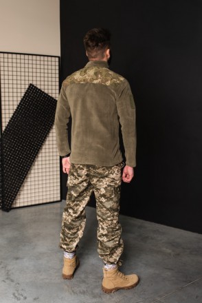 Кофта флисовая мужская военная тактическая с липучками под шевроны Всу (Зсу) Bik. . фото 6