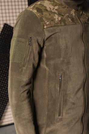 Кофта флисовая мужская военная тактическая с липучками под шевроны Всу (Зсу) Bik. . фото 7