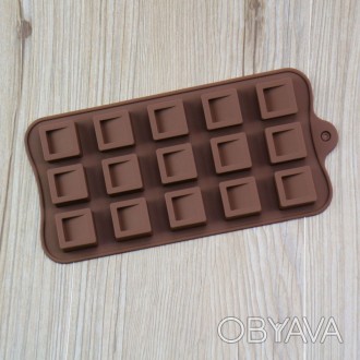 Форма силиконовая для конфет Квадратики 6959 21 см коричневая