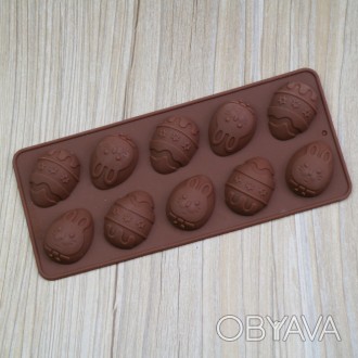 Форма силиконовая для конфет Пасхальные яйца 2 6952 23 см коричневая