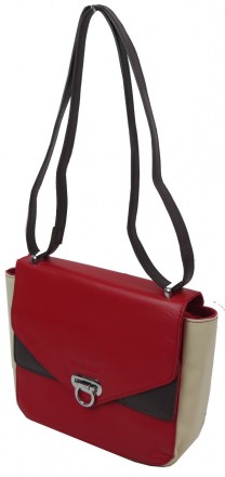 Небольшая женская кожаная сумка Giorgio Ferretti красная с бежевым 35553SD04
Опи. . фото 5