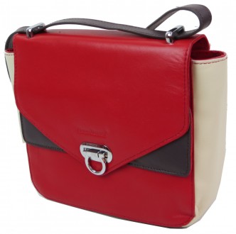 Небольшая женская кожаная сумка Giorgio Ferretti красная с бежевым 35553SD04
Опи. . фото 3