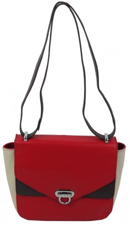 Небольшая женская кожаная сумка Giorgio Ferretti красная с бежевым 35553SD04
Опи. . фото 4