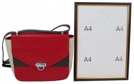 Небольшая женская кожаная сумка Giorgio Ferretti красная с бежевым 35553SD04
Опи. . фото 7