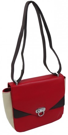 Небольшая женская кожаная сумка Giorgio Ferretti красная с бежевым 35553SD04
Опи. . фото 6