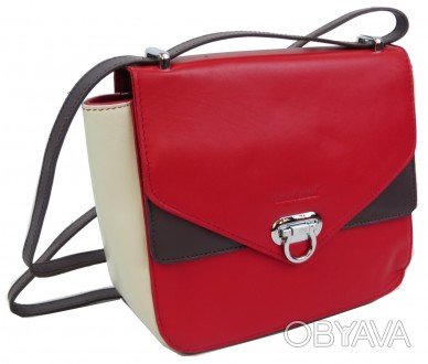 Небольшая женская кожаная сумка Giorgio Ferretti красная с бежевым 35553SD04
Опи. . фото 1